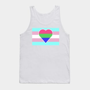 Transgender Pride Flag with Polysexual/Polyromantic Heart Tank Top
